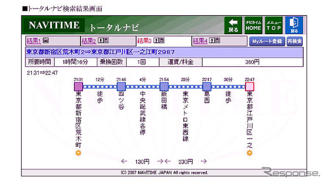 ケータイ＋パソコン＋テレビ、NAVITIME の連携開始