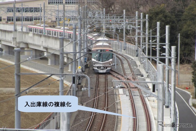 つくばエクスプレスの守谷駅と車両基地を結ぶ線路が複線に。3月19日から使用を開始する。
