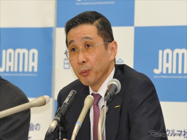 日本自動車工業会・西川廣人会長（16日・港区