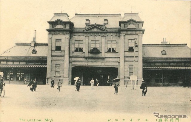 現在の駅舎が建設された1914年頃の門司（現在の門司港）駅。