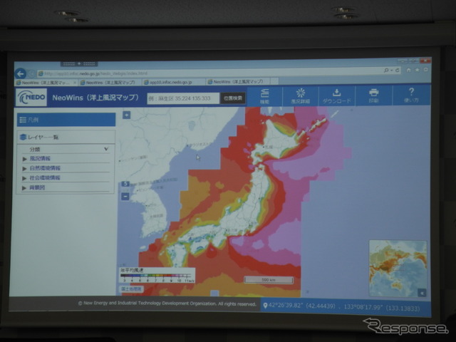 NEDOが作成した洋上風況マップ「NeoWins」
