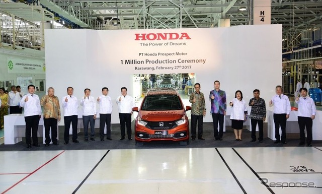 ホンダのインドネシア四輪生産100万台達成の記念式典