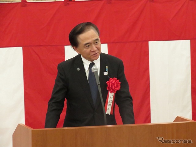 黒岩知事は自身の取材経験を交えながら中央新幹線に対する期待を語った。