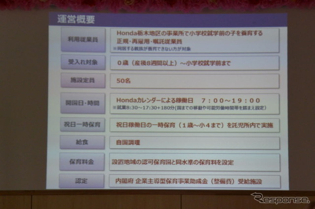 ホンダ 企業内託児所 すくすく がーでん