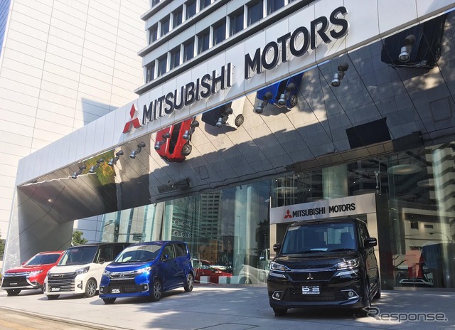 会見がおこなわれた三菱自動車本社(4月13日)
