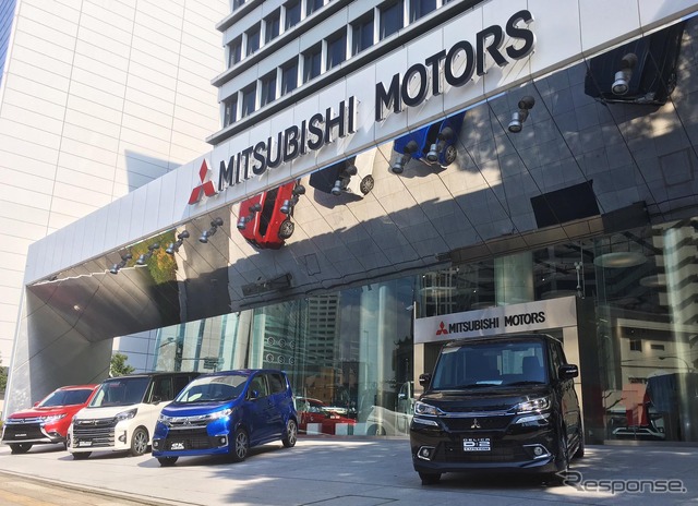 会見がおこなわれた三菱自動車本社（4月13日）