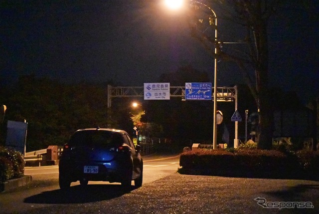 夜の国道3号線熊本～鹿児島県境。