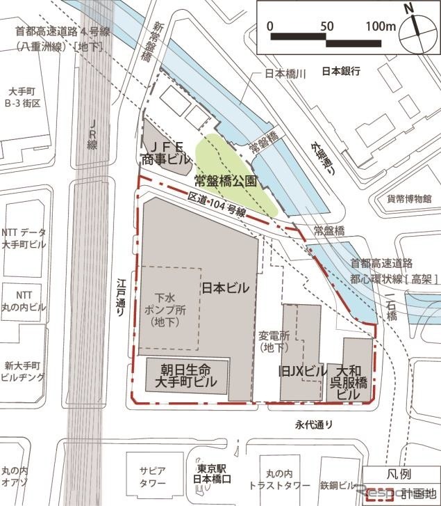 常盤橋再開発プロジェクト現況配置図