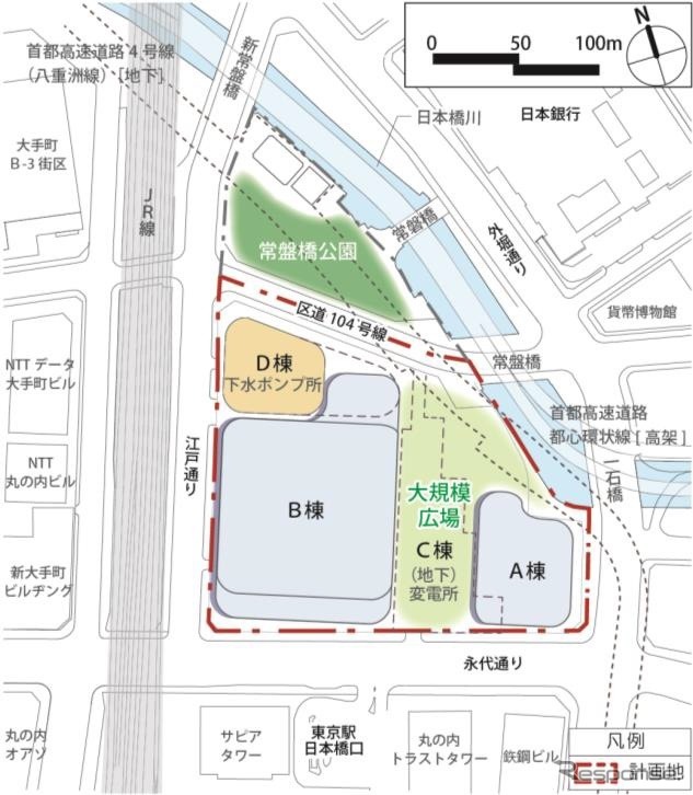 常盤橋再開発プロジェクト計画配置図