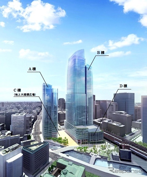常盤橋再開発プロジェクト外観イメージ(日本橋川方面より)