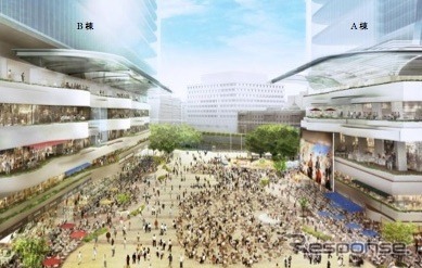 常盤橋再開発プロジェクト対規模広場イメージ（東京駅方面より）