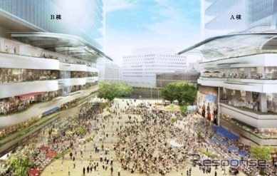常盤橋再開発プロジェクト対規模広場イメージ(東京駅方面より)