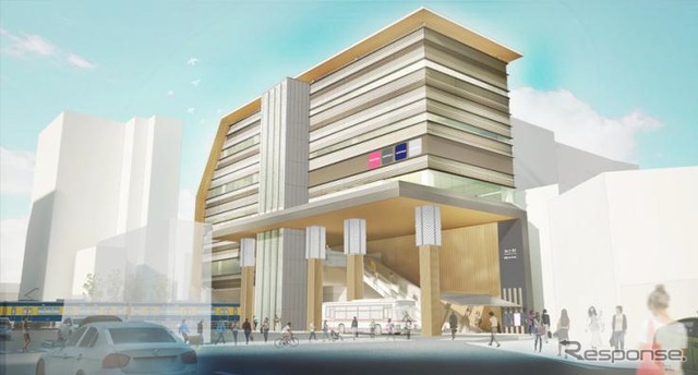 池上線の新しい駅舎・駅ビルのイメージ。2020年9月末のオープンを目指す。