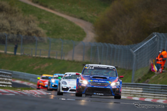 ニュル24時間レース本番に向けてのクオリファイングレースに出走した「SUBARU WRX STI」。
