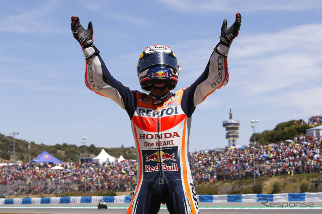 MotoGP第4戦スペインGP MotoGPクラスで優勝したダニ・ペドロサ(Repsol Honda Team)。