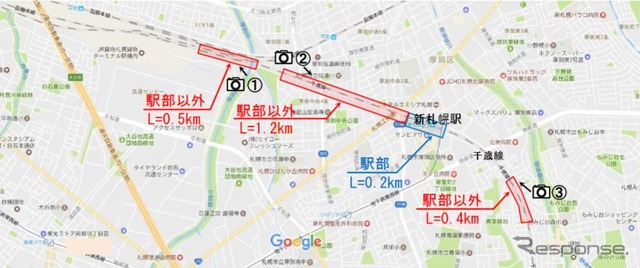 耐震補強工事が行なわれる新札幌高架橋は、新札幌駅の前後、延べ2.1kmの部分が相当する。