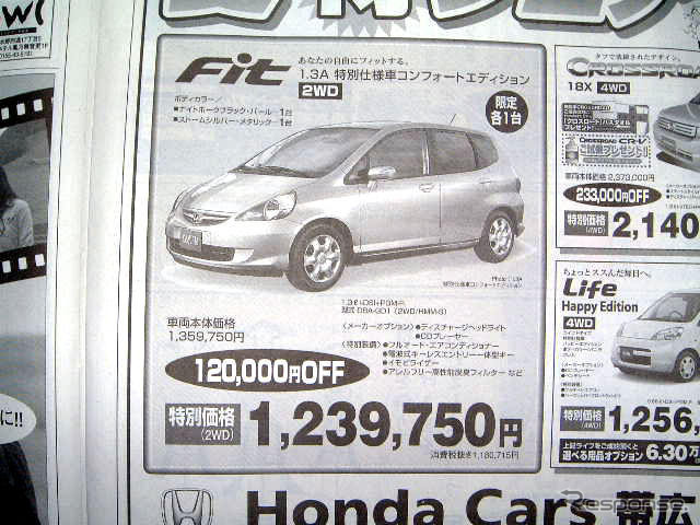 【新車値引き情報】コンパクトカーを21万円引き