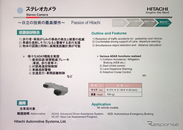 日立の技術の最高傑作、と謳うステレオカメラ