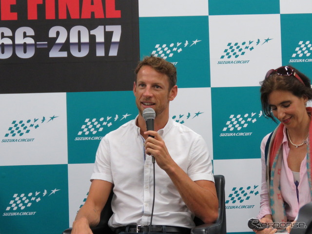 鈴鹿1000kmに参戦するバトンは今回の鈴鹿テストにも参加、会見に出席した。