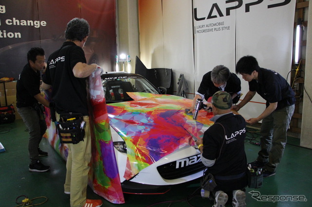 【MX-5カップジャパン 第3戦】レスポンス号、ド派手に大変身！ラッピング施工現場に密着…YMG1