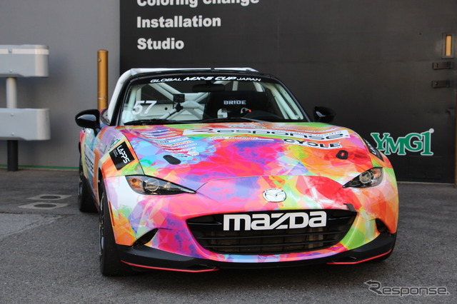 【MX-5カップジャパン 第3戦】レスポンス号、ド派手に大変身!ラッピング施工現場に密着…YMG1