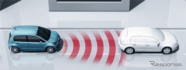 VW クロスup!シティエマージェンシーブレーキ(低速域追突回避・軽減ブレーキ)イメージ