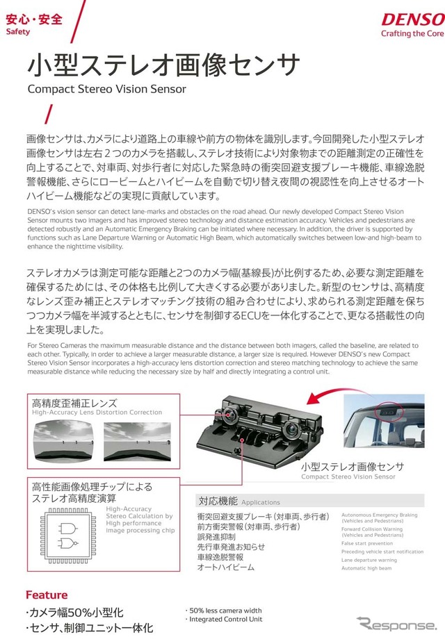 デンソー小型ステレオカメラの解説パネル