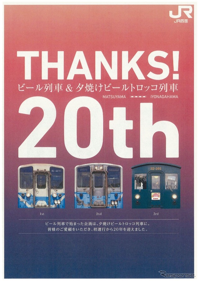 20年間に登場した3代の『夕焼けビール列車』。