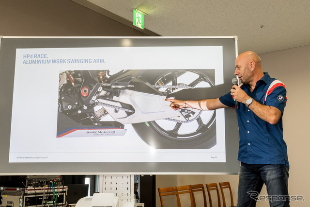 BMW HP4 RACE メディア向け技術説明会。