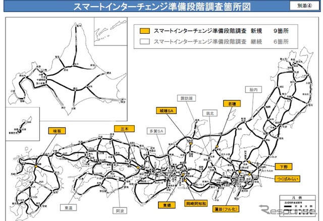 スマートインターチェンジの準備段階調査箇所