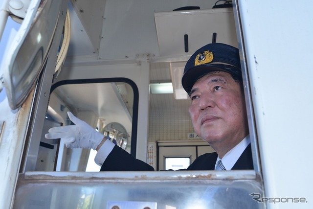 石破茂氏、高千穂あまてらす鉄道を訪問
