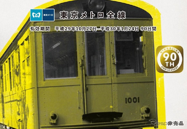 90周年にちなんだ「90日間パス」のイメージ。券面には旧1000形の1001号がデザインされる。