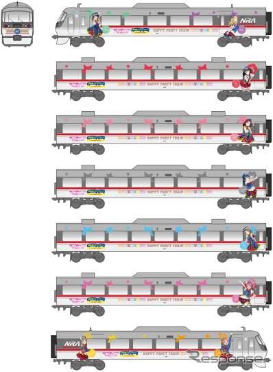 西武鉄道は「ラブライブ！サンシャイン！！」のスタンプラリーを実施。ラッピング列車（画像）も運行される。