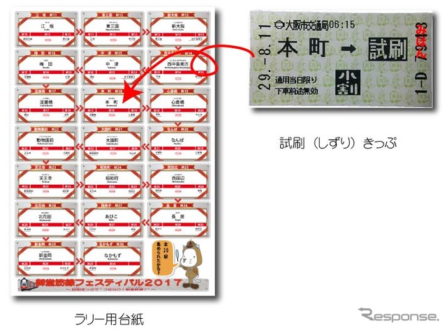 試し刷りに使われた切符を集めるユニークなラリーも行なわれる、今年の御堂筋線フェスティバル。