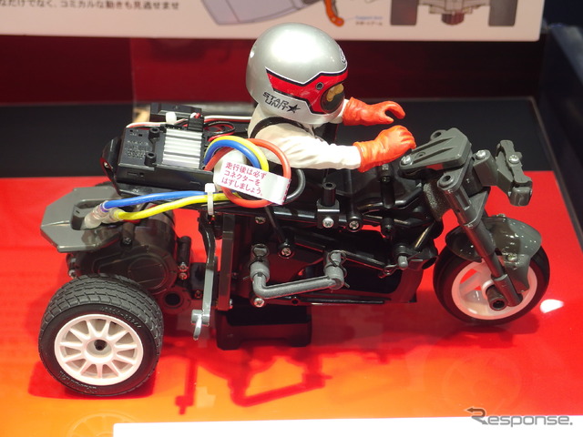 タミヤの3輪バイクRC。年内発売を目標に鋭意開発中（全日本模型ホビーショー2017）。