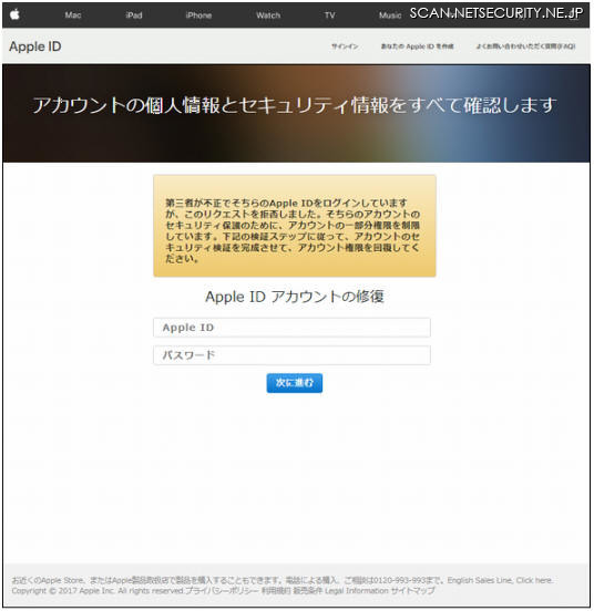 確認されたフィッシングサイト（1）