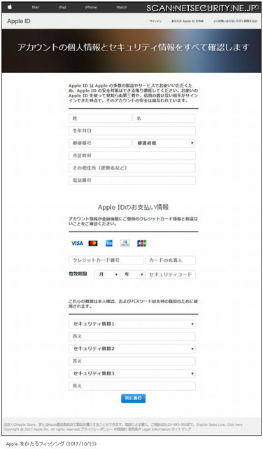 確認されたフィッシングサイト（1からの遷移）