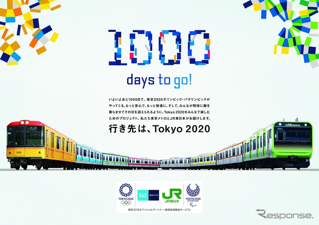 JR東日本と東京メトロの電車が描かれた「TOKYO SPORTS STATION」始動告知ポスター。10月30日から動画が放映される。