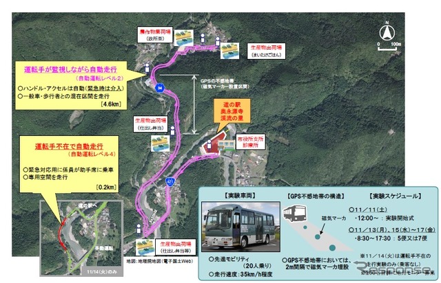 道の駅「奥永源寺渓流の里」自動運転実証実験ルート