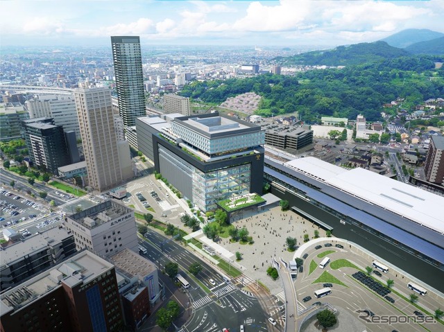 JR九州が計画している熊本駅ビルのイメージ。2021年春のオープンを目指す。