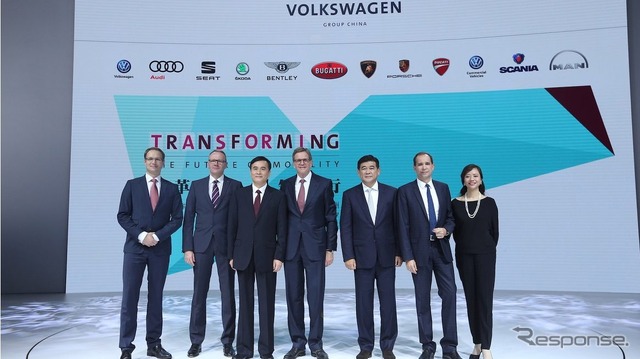 中国電動化の新戦略を発表するVWグループ(広州モーターショー2017)