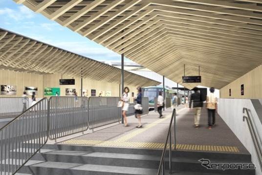 旗の台駅（池上線ホーム）のリニューアル後のイメージ。2019年春頃の完成を目指す。