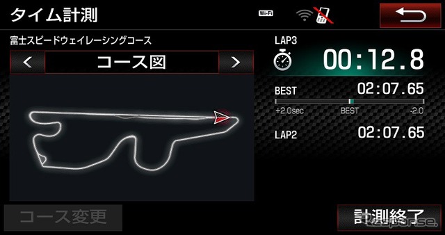 トヨタ ヴィッツ GRMN 専用T-Connectナビ（ラップタイムデータ画面）