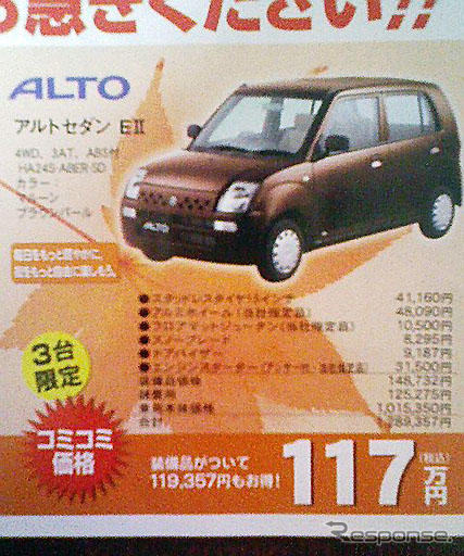 【明日の値引き情報】軽自動車 69万9000円で ミニカ を購入できる!!