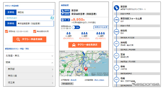 ゼンリンいつもNAVI[マルチ]、タクシー料金検索機能