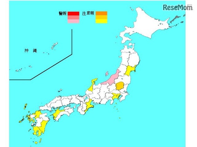 第48週のインフルエンザ流行レベルマップ