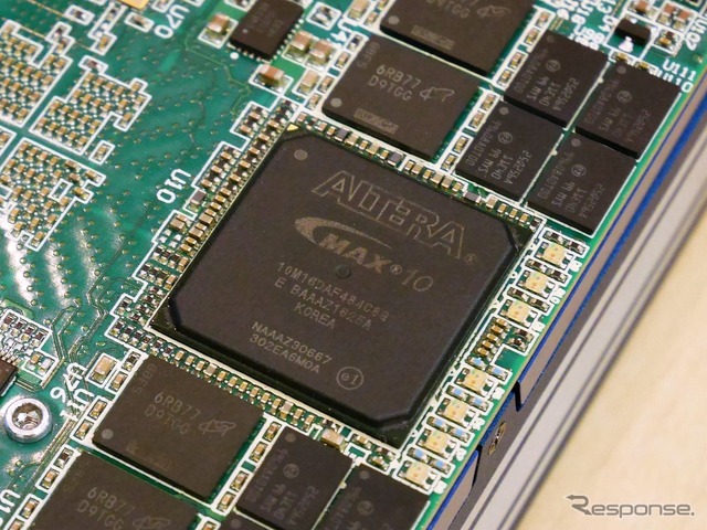 aiWareの評価ボード近影。AlteraのFPGA『Arria-10』にaiWareが組み込まれている。