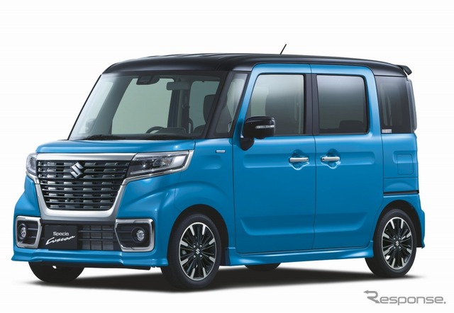 スズキ スペーシア カスタム ハイブリッドXSターボ(ブリスクブルー ブラック2トーンルーフ)
