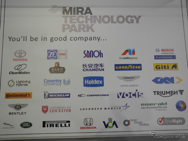HORIBA MIRAのテクノロジーパークに拠点がある自動車関連企業