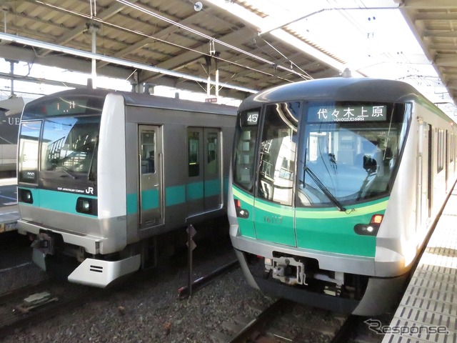 東京メトロは小田急線の複々線完成に伴うダイヤ改正を2018年3月17日に実施する。写真は小田急線と千代田線が接続している代々木上原駅。
